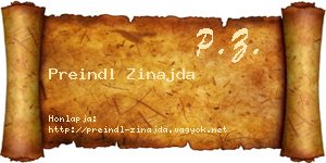 Preindl Zinajda névjegykártya